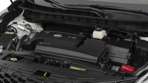 Car engine in studio close up Pearl White Tricoat 2019 Nissan Murano Platinum Stock Footage 160058406