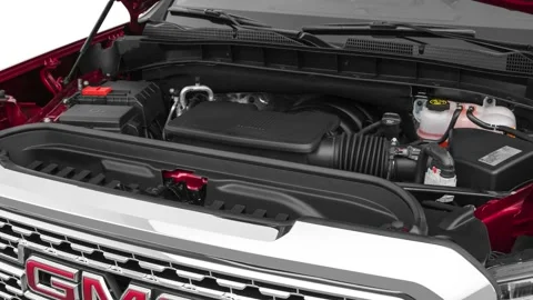 Car engine in studio close up Red Quartz Tintcoat 2019 GMC Sierra 1500 Denali Stock Footage 160037272