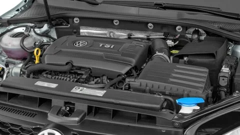 Car engine in studio close up Reflex Silver Metallic 2016 Volkswagen Golf GTI SE Stock Footage 159871701