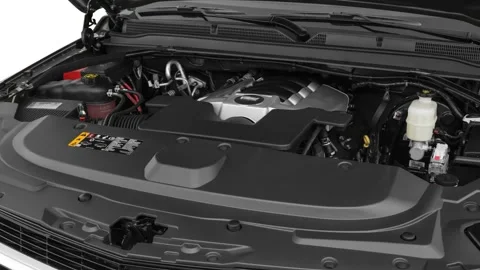 Car engine in studio close up Satin Steel Metallic 2019 Cadillac Escalade ESV LS Stock Footage 160026973