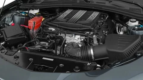 Car engine in studio close up Shadow Gray Metallic 2019 Chevrolet Camaro ZL1 Stock Footage 160074087