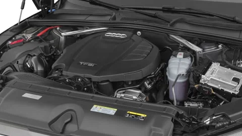 Car engine in studio close up Terra Gray Metallic 2020 Audi A4 Premium 40 TFSI Stock Footage 160108766
