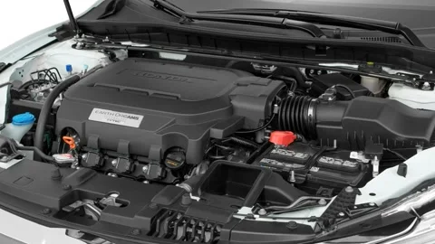 Car engine in studio close up White Orchid Pearl 2016 Honda Accord Touring Stock Footage 159853189