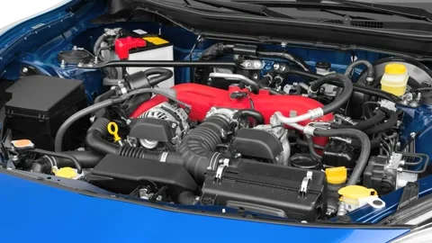 Car engine in studio close up WR Blue Pearl 2017 Subaru BRZ Premium Stock Footage 159898005