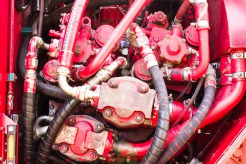 Car engine. sugar cane harvest Foto stock