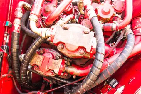 Car engine. sugar cane harvest Stock Photos