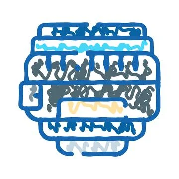 Car engine system detailed doodle line icon Stock Illustration