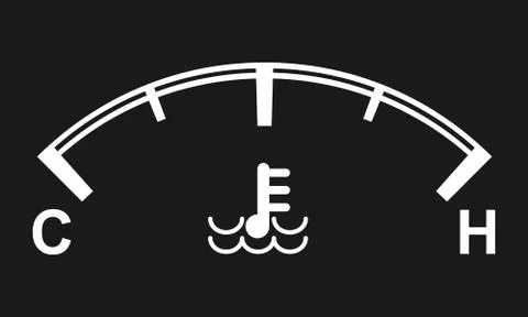 Car engine temperature gauge. Hot and cold symbols. Vector illustration. Stock Illustration
