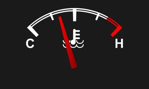 Car engine temperature gauge. Hot and cold symbols. Vector illustration. Stock Illustration