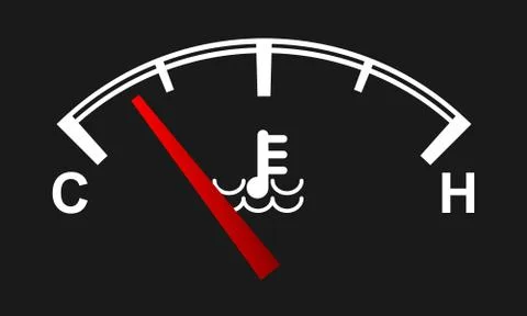 Car engine temperature gauge. Hot and cold symbols. Vector illustration. Stock Illustration