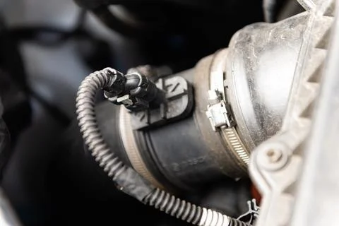 Car engine turbo system close-up mechanical detail Stock Photos