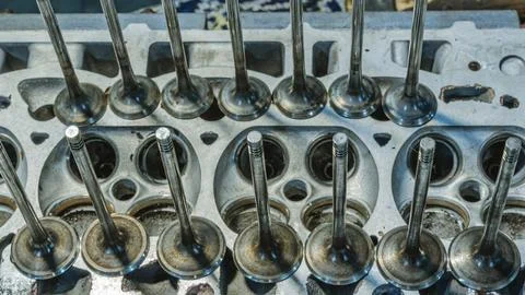 Car engine valves close up.Part of car's motor.Machinery detail of modern g.. Stock Photos