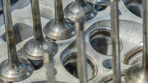 Car engine valves close up.Part of car's motor.Machinery detail of modern g.. 写真素材