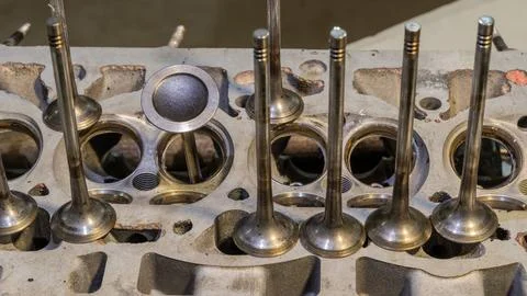 Car engine valves close up.Part of car's motor.Machinery detail of modern g.. Stock Photos