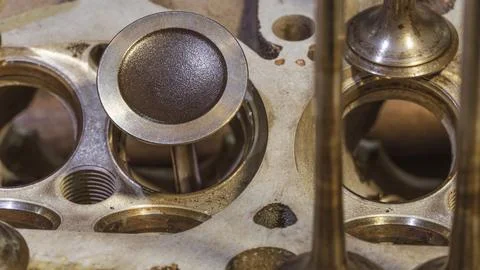 Car engine valves close up.Part of car's motor.Machinery detail of modern g.. Stock Photos