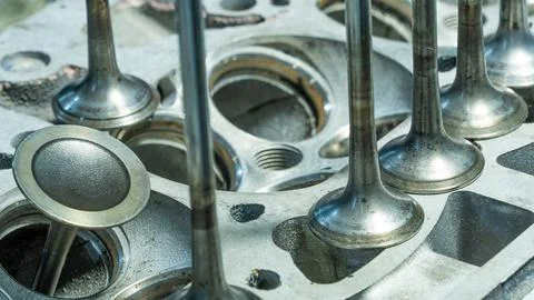 Car engine valves close up.Part of car's motor.Machinery detail of modern g.. 写真素材