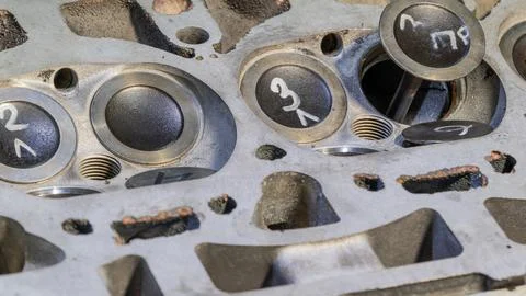 Car engine valves close up.Part of car's motor.Machinery detail of modern g.. Stock Photos