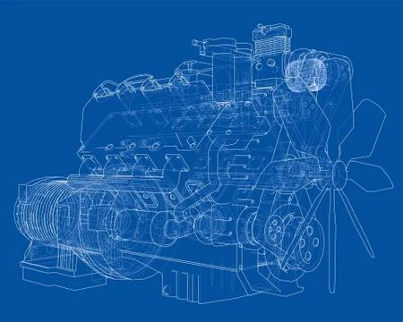 Car engine. Vector rendering of 3d Illustrazione stock