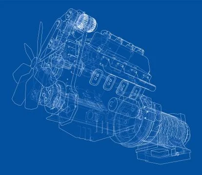 Car engine. Vector rendering of 3d イラスト素材