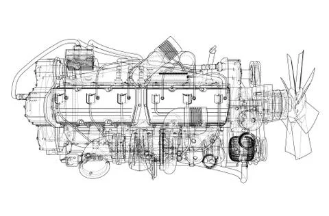 Car engine. Vector rendering of 3d 库存插图