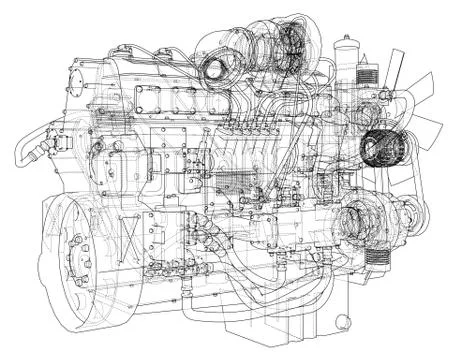 Car engine. Vector rendering of 3d イラスト素材