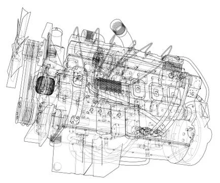 Car engine. Vector rendering of 3d イラスト素材