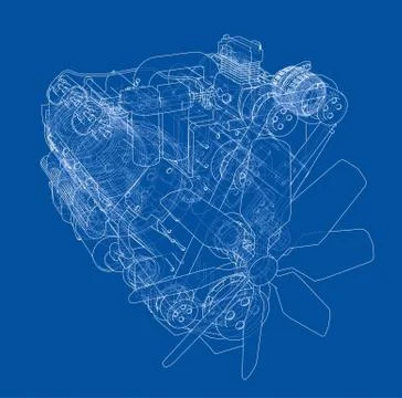 Car engine. Vector rendering of 3d イラスト素材