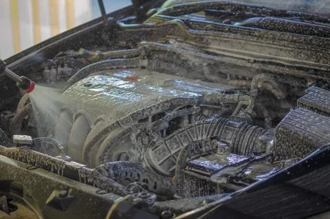 Car engine wash Stock Photos