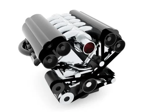 Car engine on white background isolated rendered Illustrazione stock