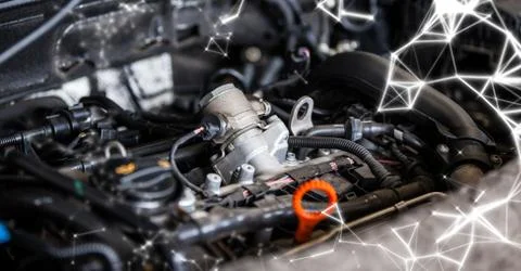 Car engine with white network 스톡 일러스트