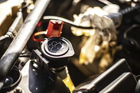 Car Engine Windshield Washer Fluid Reservoir Stock Photos