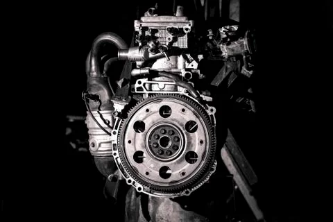 Car Engine in Workshop in Black and White mode Stock Photos