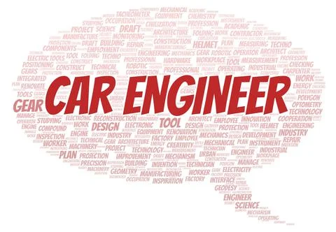 Car Engineer typography word cloud create with the text only Stock Illustration