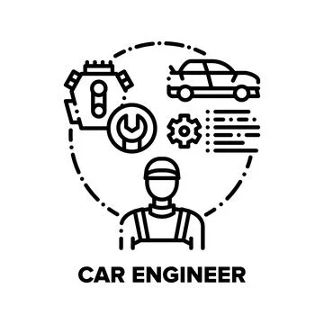 Car Engineer Vector Concept Black Illustrations Stock Illustration
