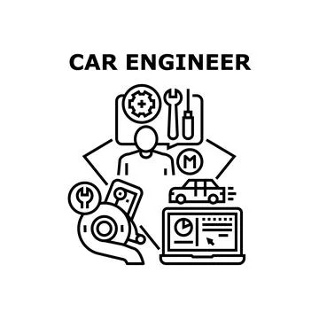 Car Engineer Vector Concept Black Illustration Stock Illustration