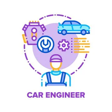 Car Engineer Vector Concept Color Illustration flat Stock Illustration