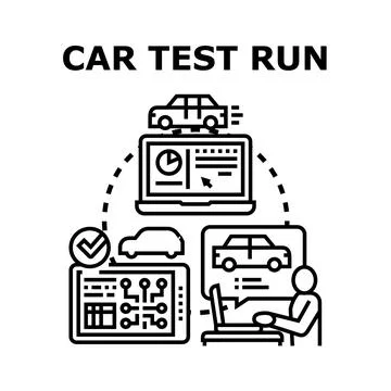 Car engineering testing and diagnostic process development Illustrazione stock
