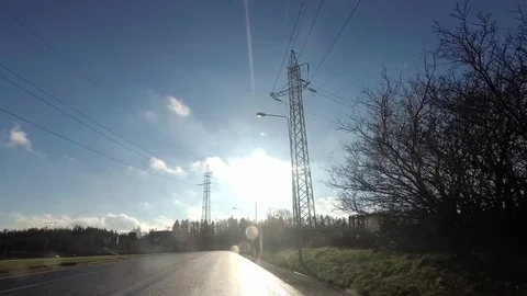 Car entering a highway, dash cam Video stock 84769088
