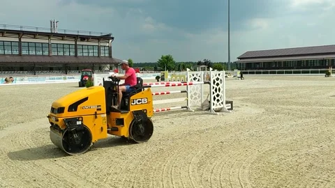 The car equalizes the field for show jumping horse competitions Stock Footage 156386786