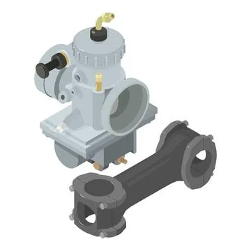 Car equipment icon isometric vector. New carburetor and black metallic stem icon Stock Illustration