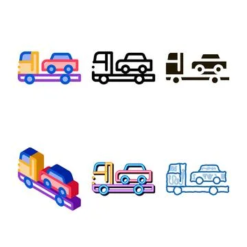 Car evacuation icon vector set outline Stock Illustration