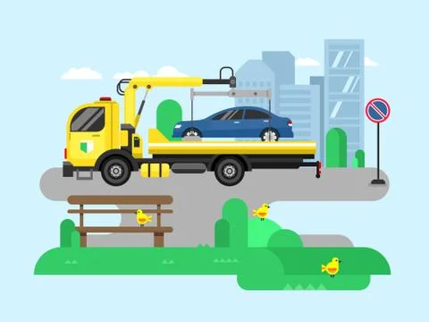 Car evacuator flat Stock Illustration