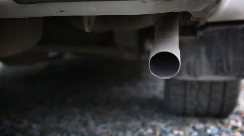 Car exhaust pipe. Engine start. Video stock 37131592