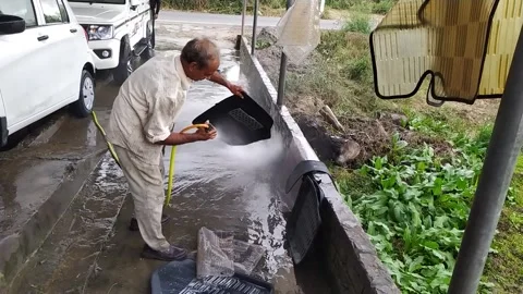 A car is exist from the service centre after washing. Stock Footage 143410028