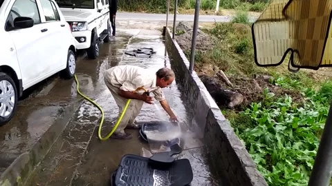 A car is exist from the service centre after washing. Stock Footage 143551826