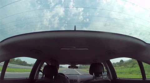 Car exiting the highway and approaching the gas station Stock Footage 41471219