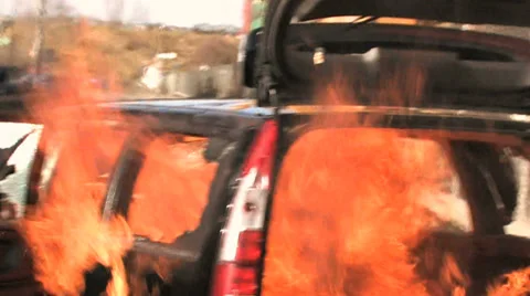 Car explosion background. car on fire. demolition sabotage. emergency disaster Stock Footage 37268993