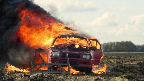 Car Explosion, Car On Fire Stock Photos