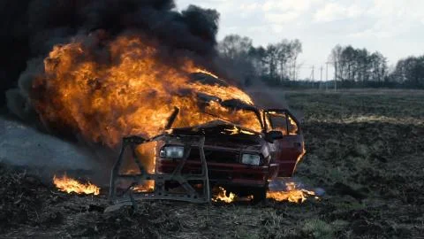 Car Explosion, Car On Fire Stock Photos