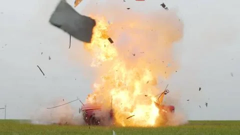 Car Explosion, Car On Fire Stock Photos